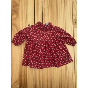 60s Vintage Fawn Togs Red Collard Long Sleeve Dress Flower Print Size 2t‎